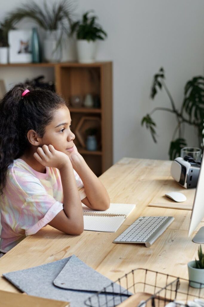 A girl studying